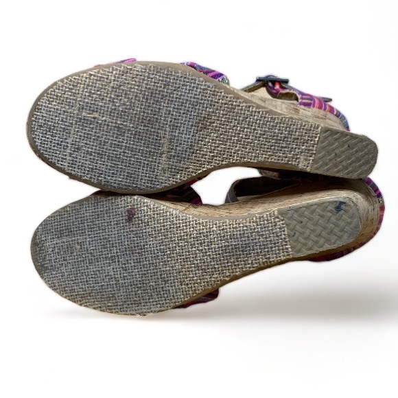 TOMS Colorful Siena Strap Sandals Wedge Cork Heels Size 8.5 Women’s Beachy Boho - Picture 4 of 9